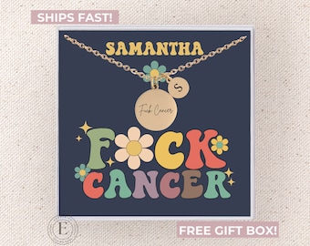 Collar con la letra F de cáncer, joyería personalizada con la letra F, regalo personalizado para mujeres con cáncer, regalo de apoyo para el cáncer, joyería para combatir el cáncer.