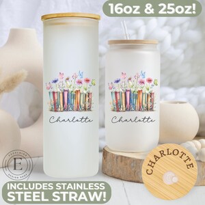 Personalized Book Lover Iced Coffee Tumbler Custom Reader Gift for Book Lover Book Club Gift Reader Gift Floral Butterly Book Lover Cup