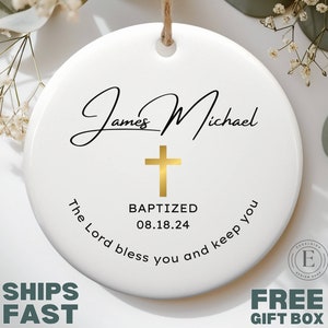 Baptism Ornament Personalized Christening Gift for Boy Christening Christmas Ornament Custom Boy Baptism Keepsake Ornament for Boys Baptism