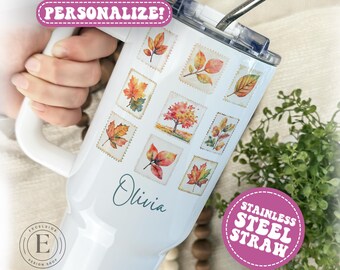 Vaso de otoño personalizado Vaso de otoño personalizado Vaso de otoño de 40 oz Taza de otoño Taza de otoño Regalo de otoño personalizado Vaso de hojas de otoño
