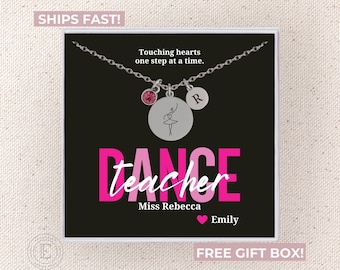 Dance Teacher Necklace Personalized Dancing Instructor Appreciation Jewelry Custom End of Year Gift for Dance Teacher Recital Thank you