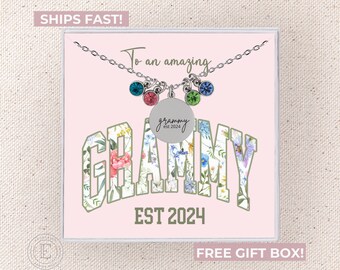 Collar de Grammy Joyas de Grammy personalizadas Collar de piedra natal de Grammy personalizado Nuevo regalo de Grammy Regalo de cumpleaños de Grammy personalizado Regalo de Navidad de Grammy