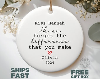 Thank You Christmas Ornament Personalized Thank You Ornament Custom Teacher Appreciation Keepsake Ornament for Coworker Mentor Appreciation