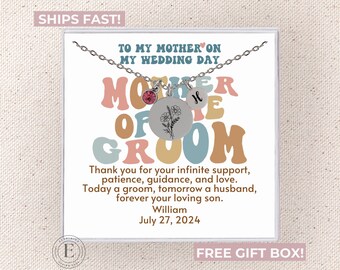 Collar de la madre del novio del novio a la mamá Regalo de boda personalizado del novio a la madre Joyería personalizada para el regalo de la mamá del novio del hijo