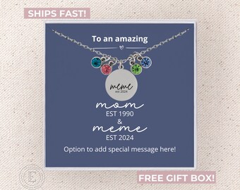 Meme Necklace Personalized Meme Jewelry Custom Meme Birthstone Necklace New Meme Necklace Custom Meme Birthday Gift for Meme Christmas