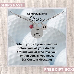 Golf Graduation Necklace Custom Golfer Graduation Jewelry for Golf Team Bulk Gift Personalized End of Season Gift for Girls Golf Team Coach
