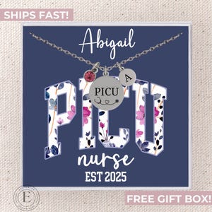 PICU Nurse Necklace Personalized Pediatric ICU Nurse Appreciation Jewelry Custom Gift for Pediatric Intensive Care Unit Nurse Thank You PICU