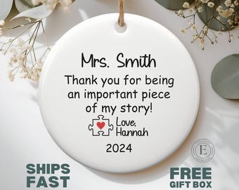Personalized Teacher Ornament Custom Teacher Christmas Ornament for Teacher Holiday Gift Teacher Appreciation Personalized Teacher Keepsake