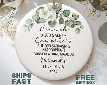 Personalized Coworker Ornament Custom Coworker Christmas Ornament for Work Bestie Gift for Work Friend Funny Coworker Ornament Office Gift