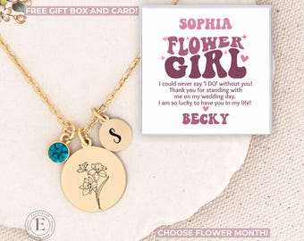 Collar de agradecimiento para niña de las flores, joyería personalizada de agradecimiento para niña de las flores, regalo personalizado de agradecimiento para niña de las flores, collar para niña de las flores