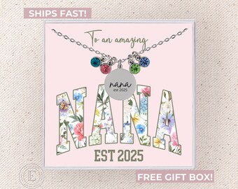 Collar de Nana Joyería personalizada de Nana Regalo de piedra natal para nietos de Nana personalizado Nuevo regalo personalizado de Nana Cumpleaños de Nana para Nana Navidad