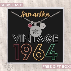 60th Birthday Necklace Custom 60th Birthday Jewelry Personalized 60th Birthday Gifts for Women Friend Turing 60 Sixtieth Gift for Her 1964