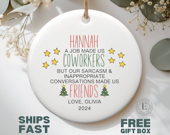Personalized Coworker Ornament Custom Coworker Christmas Ornament for Work Bestie Gift for Work Friend Funny Coworker Ornament Office Gift