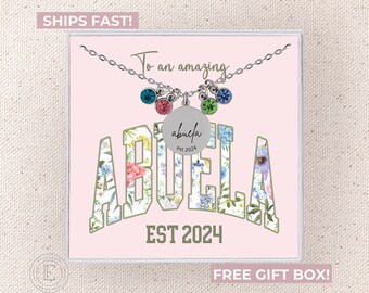 Collar de Abulea Joyería personalizada para abuela Collar personalizado con piedra natal para abuela Regalo para abuela Nuevo cumpleaños para abuela Navidad para abuela