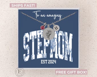 Stepmom Necklace Personalized Step Mom Jewelry Custom Bonus Mom Necklace Step Mom Necklace Gift for Step Mother Necklace Mothers Day Custom