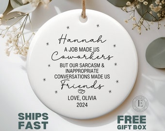 Personalized Coworker Ornament Custom Coworker Christmas Ornament for Work Friend Gift for Work Bestie Funny Coworker Ornament Office Gift