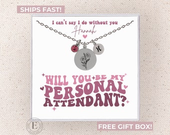 Personal Attendant Proposal Necklace Custom Personal Attendant Proposal Jewelry Personalized Will You Be My Personal Attendant Proposal Gift