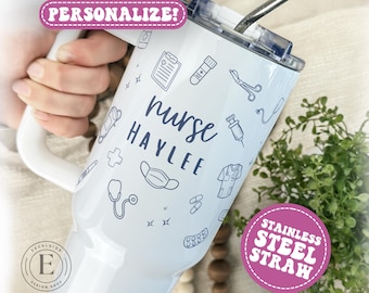 Custom Nurse Tumbler Nurse 40oz Tumbler Tumbler for Nurse Tumbler Cup Personalized Nurse Gift Cup Nurse Travel Mug Nurse 40 oz Tumbler