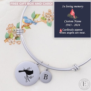 Cardinal Memorial Bracelet Custom Cardinal Remembrance Jewelry Personalized Cardinal Memorial Gift Cardinals Appear When Angels Are Near