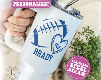 Custom Football Mom Tumbler Personalized Football 40oz Tumbler for Football Mom Cup With Name and Number Football Tumbler Cup for Football