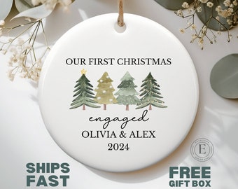 Personalized Engaged Ornament Custom Engagement Ornament Engaged Christmas Ornament for Newly Engaged Couple Ornament Custom Engagement Gift