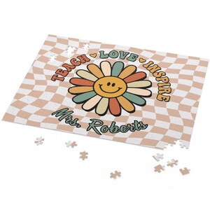 Custom Teacher Jigsaw Puzzle, Retro Teacher Personalized, Teacher Gift, Personalized Teacher Gift, Unique Teacher Gift, Teacher Appreciation