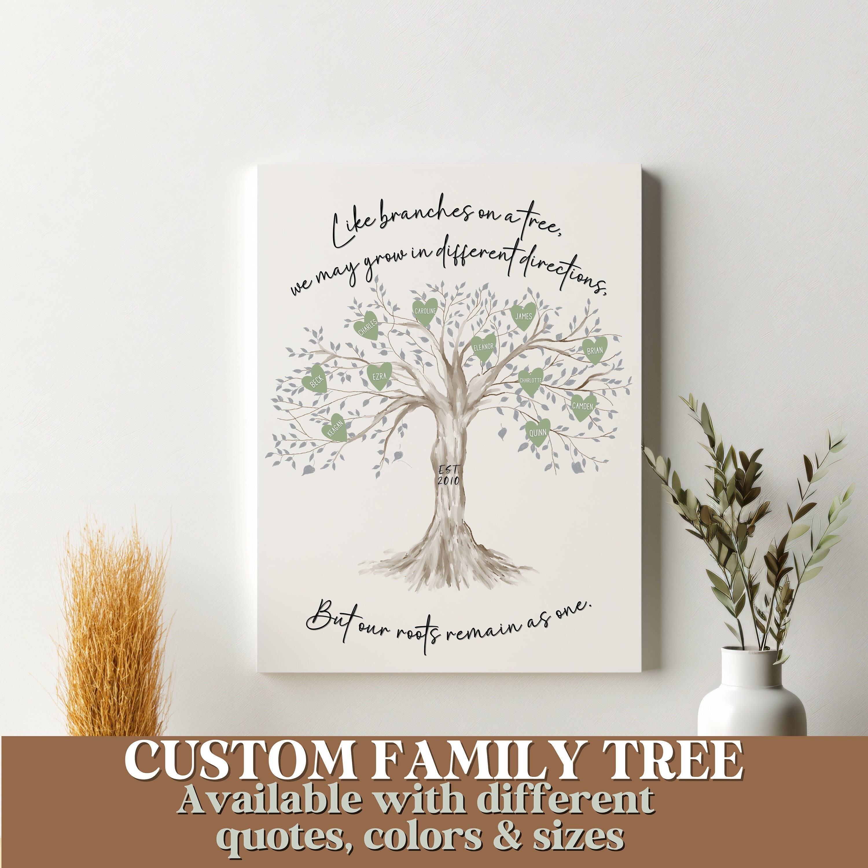 Personalized Family Tree Canvas Print, Custom Family Tree Print, Family