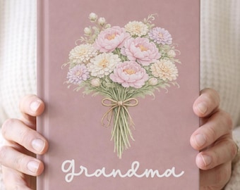 Diario di compleanno personalizzato con nome e bouquet di fiori del mese di nascita, diario floreale personalizzato per il mese di nascita, regalo di compleanno unico per lei
