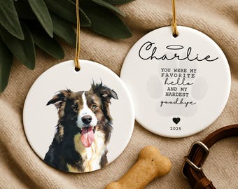 Custom Pet Memorial Ornament, Gift for Pet Loss or Dog Lover, Watercolor Christmas Keepsake,Personalized Photo Ornament, Rainbow Bridge Gift