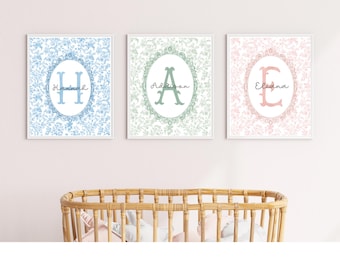 Stampa personalizzata con nome per la cameretta del bambino, stampa da parete con nome personalizzato, download digitale di stampa con nome personalizzato vintage, arte personalizzata Cottagecore