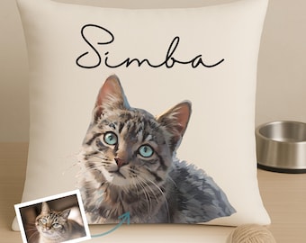 Custom Pet Pillow with Photo Name, Custom Cat Pillow, Personalized Cat Pillow, Custom Cat Pillow, Pet Memorial, Pet Loss Gift, Cat Lovers