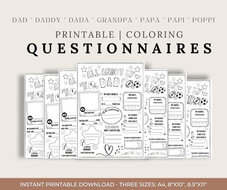 All About My Dad Survey Printable, Dad Birthday Gift From Kids, My Dad ...