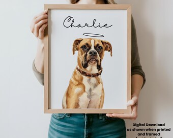 Custom Pet Portrait from Photo – Dog or Cat Gift for Pet Lovers – Pet Memorial Wall Art – Personalized Pet Photo - Watercolor Art Pet Gift