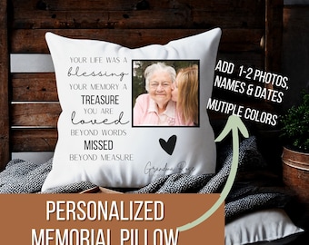 Personalized Photo Memorial Pillow, Bereavement Gift, In Loving Memory, Memorial Keepsake, Loss Parent, Photo Pillow, Custom Sympathy Gift