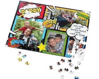 Superhero Dad Custom Puzzle from Photos, Personalized Puzzle, First Fathers Day, Unique Gift for Dad, Custom Daddy Gift, Dad Birthday, Papa