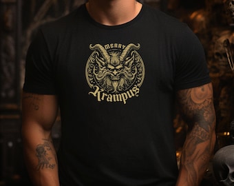 Merry Krampus Christmas Shirt: Unisex Black Tee, Horror T-Shirt