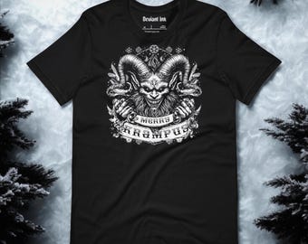 Merry Krampus Christmas T-Shirt: Unisex Black Tee, Horror Spookmas