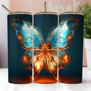 Phoenix Monarch Tumbler Wrap 20oz, digitale download, verlicht vlinderontwerp, gloeiende Tumbler Wrap, uniek, vlinderliefhebber. 1096