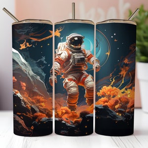 Astronauta 2 - 20 oz Skinny Tumbler Design de sublimação Download de design digital PNG Download digital instantâneo Space Sci-Fi 1048