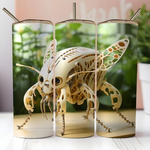 Envoltura delgada Steampunk Grasshopper de 20 oz, descarga digital, arte mecánico de insectos, regalo único, inspirado en la naturaleza, diseño steampunk. 1079
