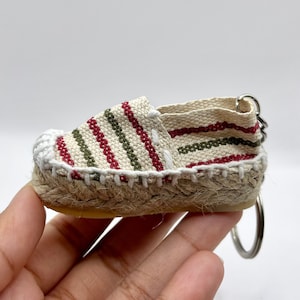 Mini Espadrille Shoe Keychains | Cute Party Favors | Eco-Friendly | Fall Gifts | Halloween Charms | Hand Made | Purse, Bag, Car Charms