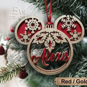 Custom Disney Ornament Mickey and Minnie Mouse Christmas Tree Ornament  Personalized Mickey Mouse Family Present Custom Christmas Tag Gift