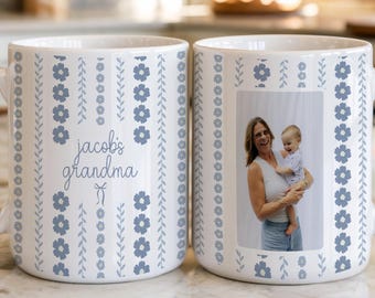 Personalized Grandma Coffee Striped Name Mug, custom picture Gigi mug, first mom now grandma mug,new grandparents mug, first mothers day mug