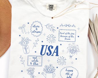 Patriotic shirt USA, coquette shirt for women, preppy usa shirt, independence day tee, grandma 4th july shirt mama, red white blue shirt