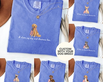 Patriotic dog shirt, 4th of july dog lover shirt, golden retriever tee, mama dog t-shirt, wiener dog shirt, retro 4th of july shirt memorial