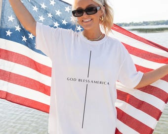 Patriotic Christian Tee, God bless America shirt, july 4th shirt women, religious shirt for women,  Christian 4th of July Shirt Faith tee