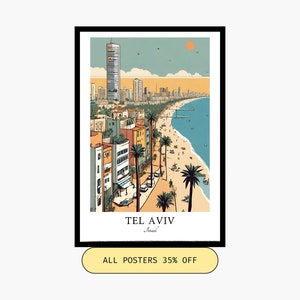 Tel Aviv Travel Print, Tel Aviv - Israel Travel Gift, Printable City Poster, Digital Download, Wedding Gift, Birthday Present -CP022