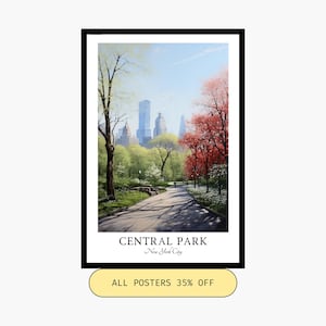 Central Park Travel Print, Central Park - New York Travel Gift, Printable City Poster, Digital Download, Wedding Gift, Birthday -CP061