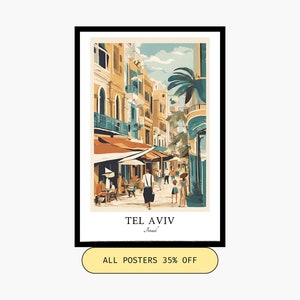 Tel Aviv Travel Print, Tel Aviv - Israel Travel Gift, Printable City Poster, Digital Download, Wedding Gift, Birthday Present -CP023