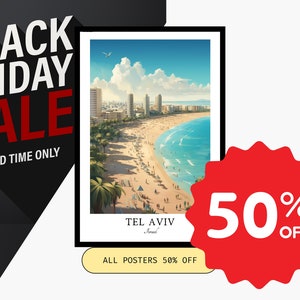 Tel Aviv Travel Print, Tel Aviv - Israel Travel Gift, Printable City Poster, Digital Download, Wedding Gift, Birthday Present -CP091
